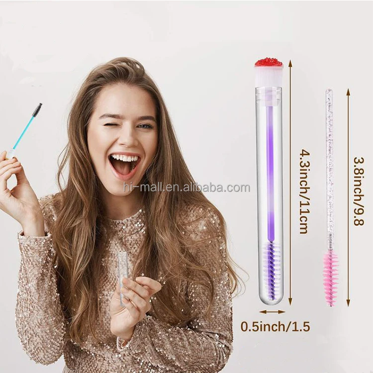 Hot Sale Cute Heart Pink Purple Lash Brush Tube Jem Spoolie In Tube