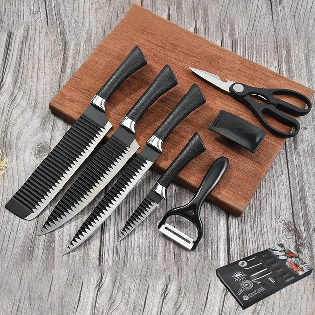 Multicolor 7 Piece Non-Stick Resin Kitchen Knife Set Colored Knife Set