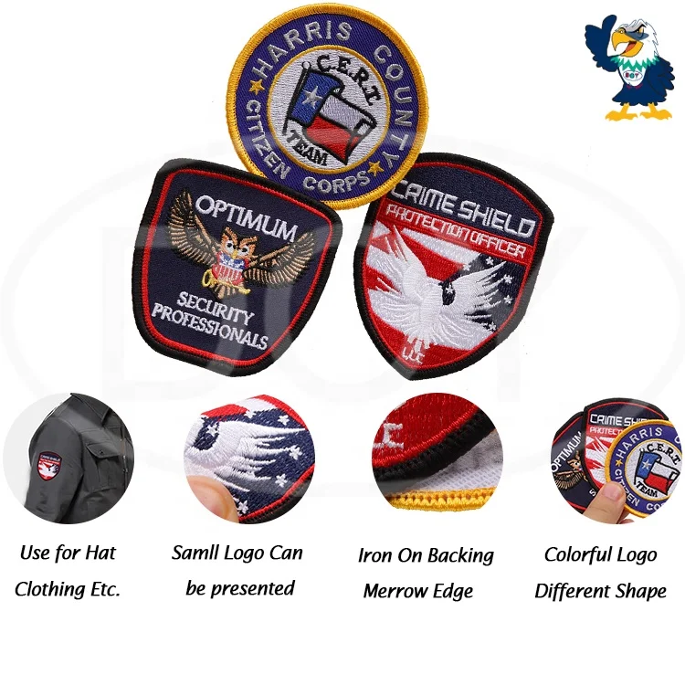 Embroidery Badges Custom Logo Embroidered Patches With Iron On Backing