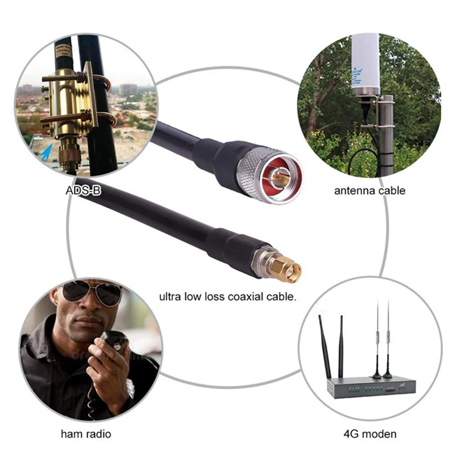 N Male to SMA Male Low Loss LMR400 Extention Cable for GSM CDMA GPS Outdoor WiFi Antenna