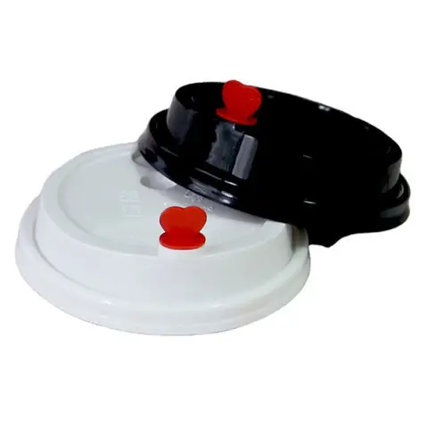 HeePACK Disposable PP Plastic Injection Cup Lid 90mm Diameter Juice Cold Drink Cup Injection Red Heart Plastic Lids