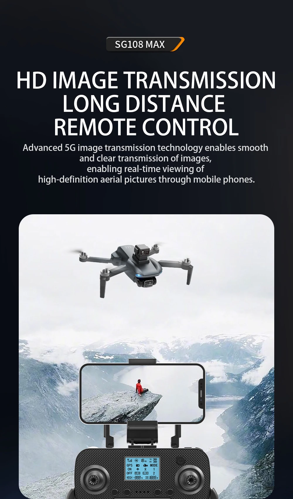 ZLL SG108 MAX Drone 4K 2-Axis Radio Control Toys 5G WIFI FPV Drone with Camera Obstacle Avoidance 1.2KM Christmas gifts