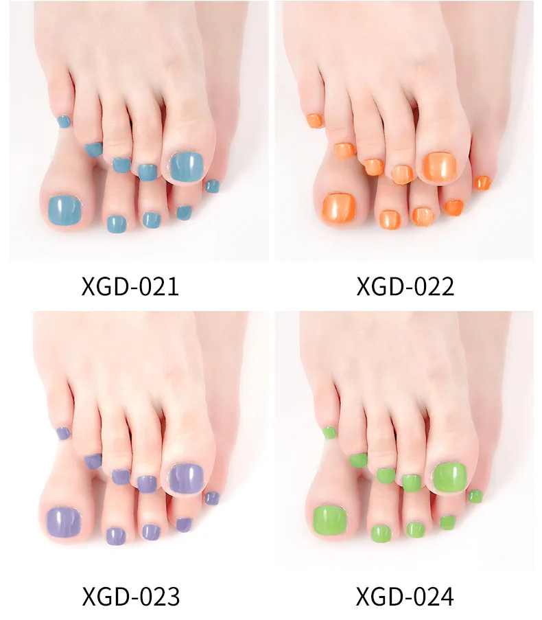 24pcs Colorful Fake Toe Nails Full Cover Uv Top Coat Covered False Gel