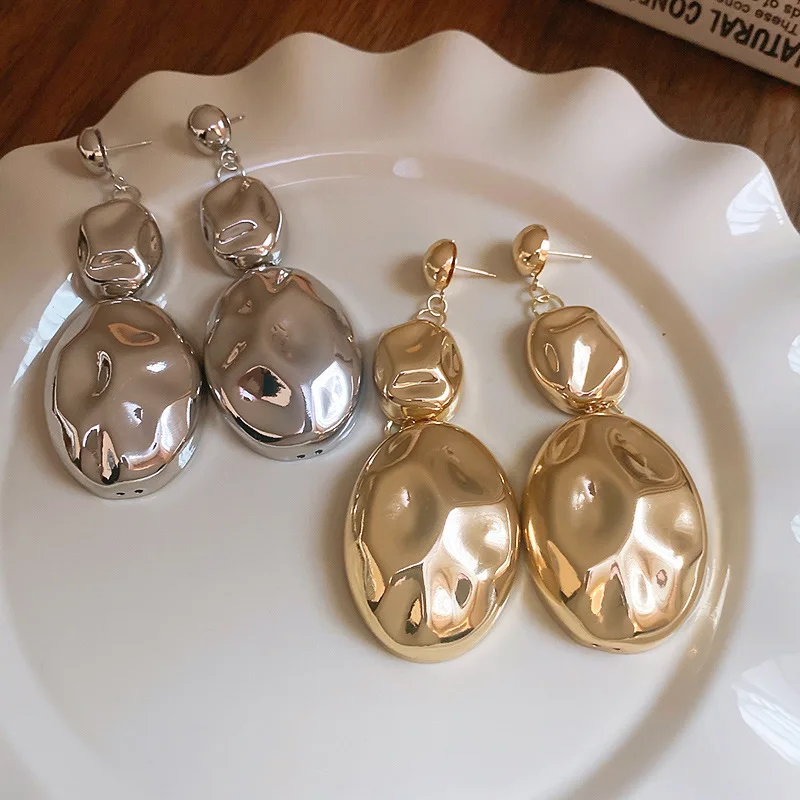 New Arrival Metal Oval European and American Style Accessories Necklace and Earrings Set for Women