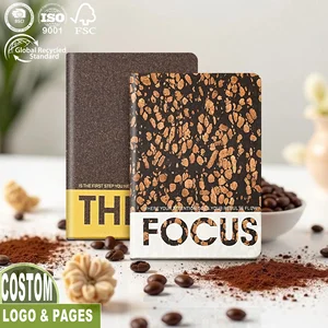 Eco-Friendly Notebook Coffee Grounds Tea Residue A5 Cover Hard Custom logo Recycled Journal With Soy Ink Printing