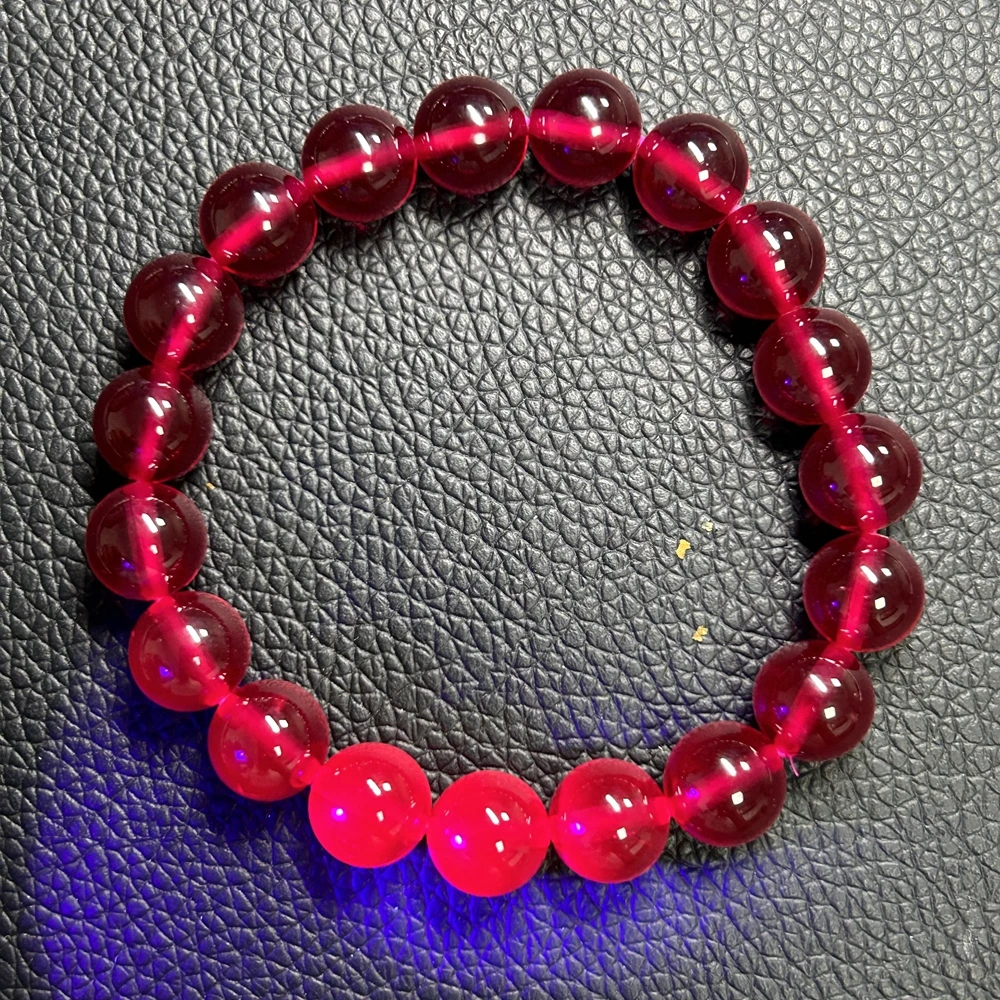 10mm Red Corundum Synthetic Ruby Beads Bracelet - Classic Unisex