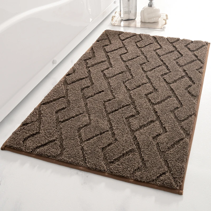  High Quality Easy Clean Non-slip Bath Mat Carpet Fluffy Soft Plush Stripe Shower Bathroom Mat