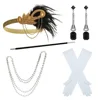 Gold Headpiece Necklace Cigarette Holder White Gloves Earring