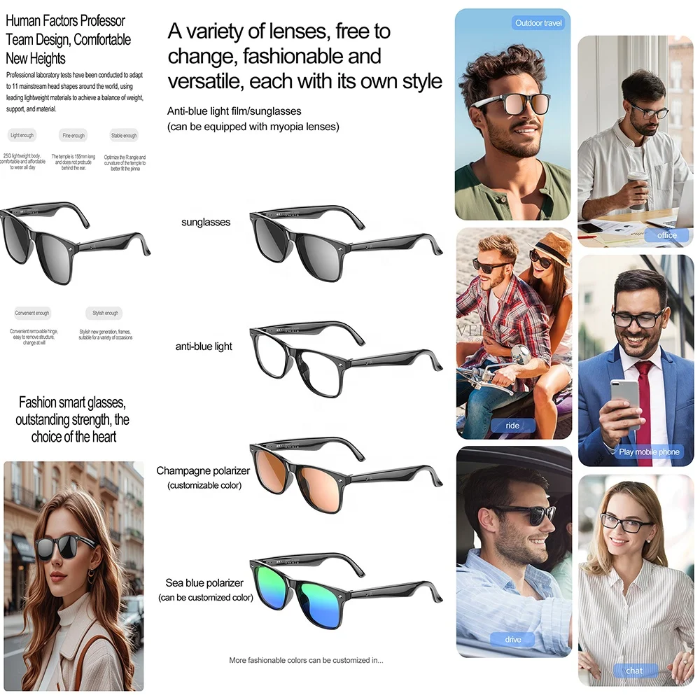 Fashion Smart Ai Eyeglass Spectacles Transparent Blue Light Filter Polarized Reading Eyewear Ai Translation Smart Glasses