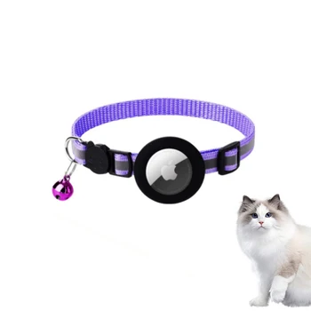 Reflective Kitten Collar With Apple Air Tag Holder And Bell Gps Adjustable Lightweight Airtag Cat Collar