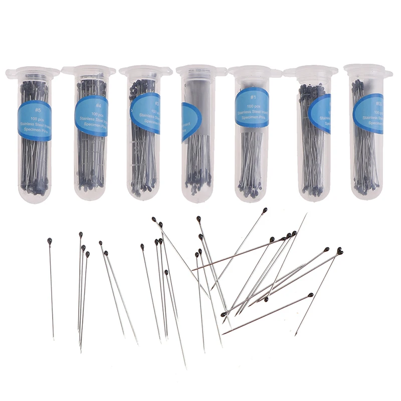 Insect Pins Insect Mounting Pins Specimen Pins Stainless Steel with Plastic Box for School Lab Entomology Dissection,100PCS.