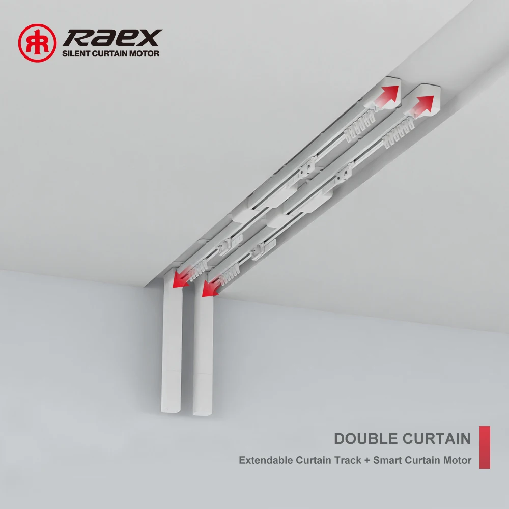 Smart Ceiling Rail Recessed Triple Remote Control Curved Double Electric Curtain Track System