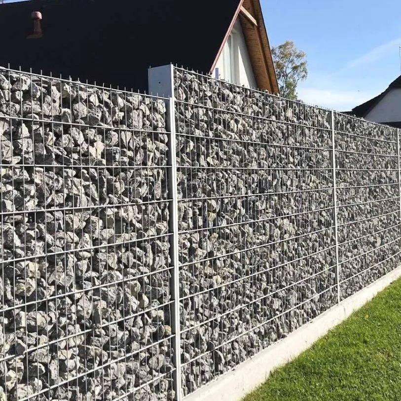 Galvanized Gabion Retaining Wall 2 Meters Tall Welded Gabion Mesh Gabion Basket Fence