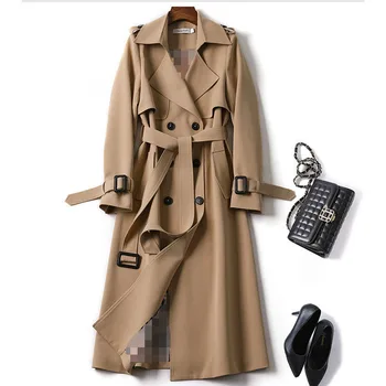 Droma new Korean mid-length trench coat for women 2020 popular British over-the-knee overcoat for spring autumn