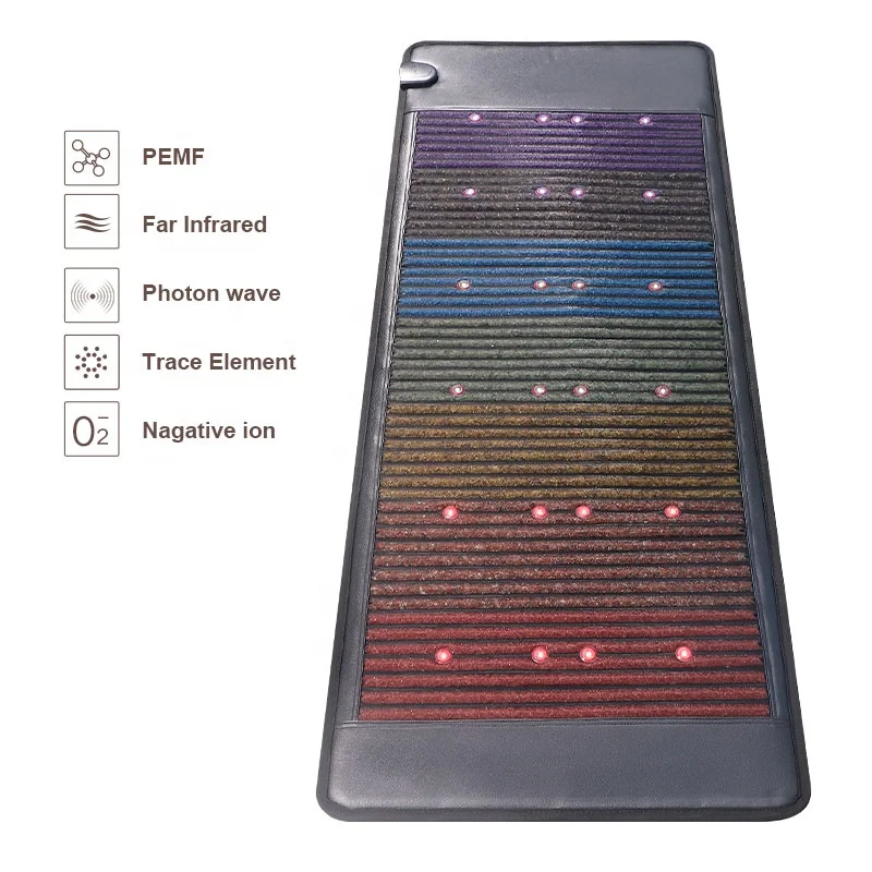 FUMEI 7 Crystal Stone Far Infrared Massage Red Light Therapy Pemf Mat 190*80CM LED Photon PEMF Amethyst Mat