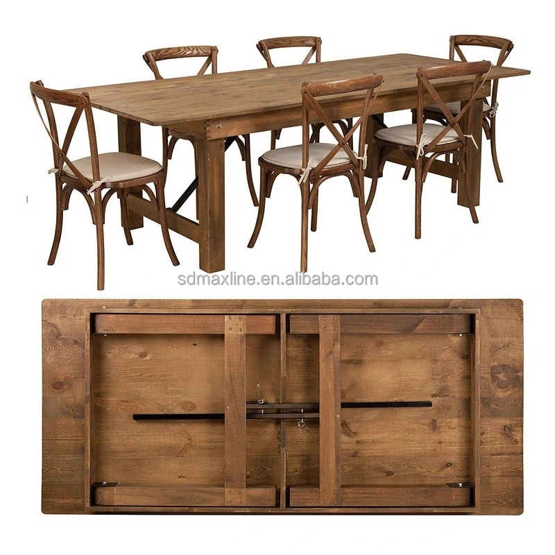 Rustic Pine Wood Banquet Wedding Farm Dining Folding Table| Alibaba.com