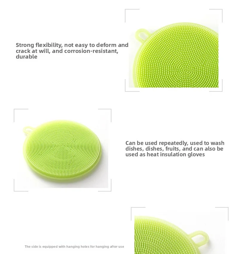 Silicone Dishwashing Cleaning Brush Scrubber Round Silica Gel on Pots Bowls Utensils for Effective Stain Removal factory