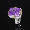 Ice Flower cut purple diamond ring