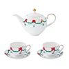 1 teapot, 2 cups and saucers (Happy Christmas)