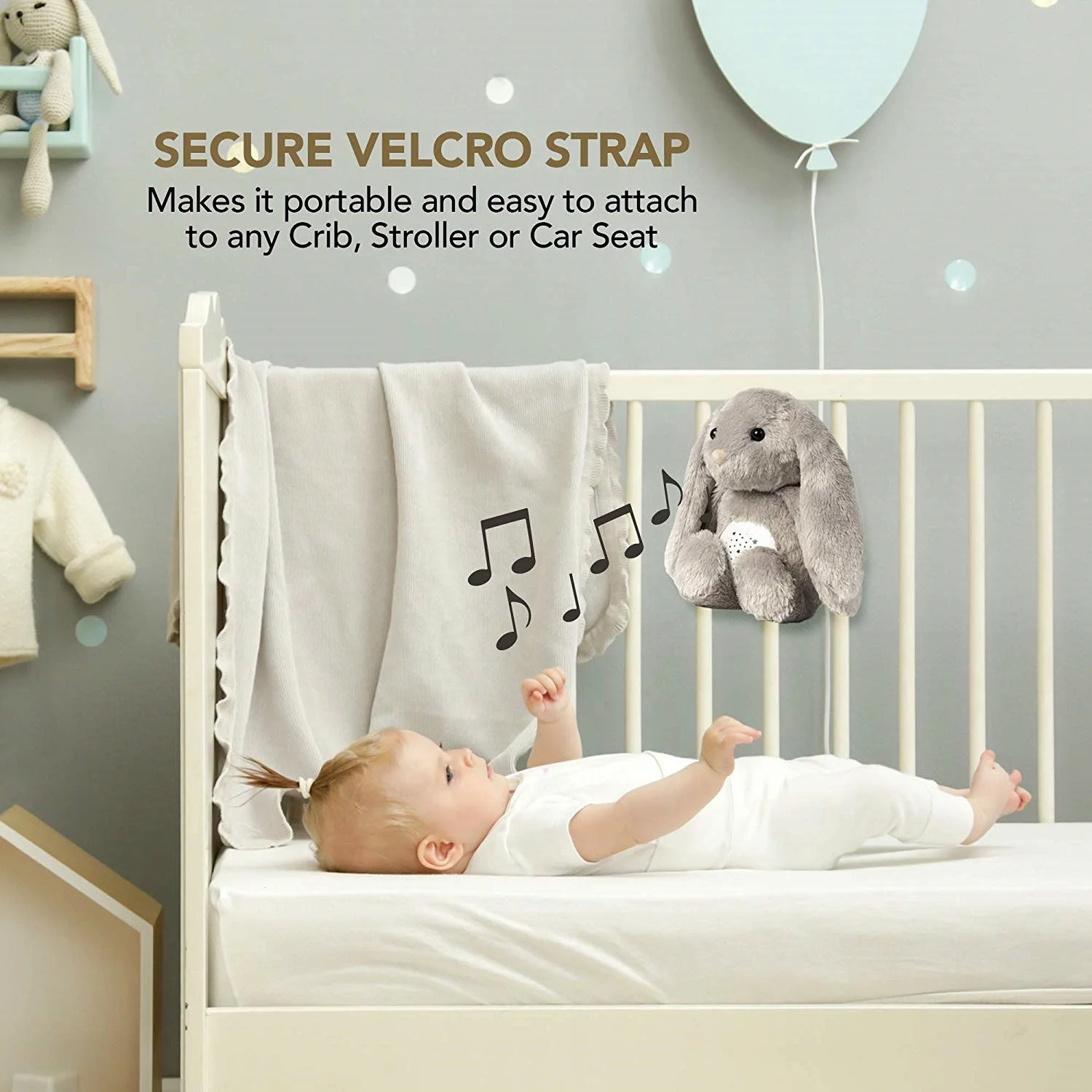 Baby Sound Machine and Night Light Projector  Shusher  Lullabies and White Noise Soother Portable Sleep Aid Toy Nursery Decor