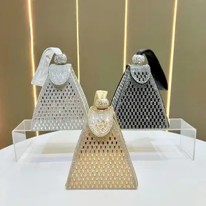 New Luxury Sparkling Diamond-Encrusted Triangular Pyramid Shape Evening Shoulder Bags for Women Handbags