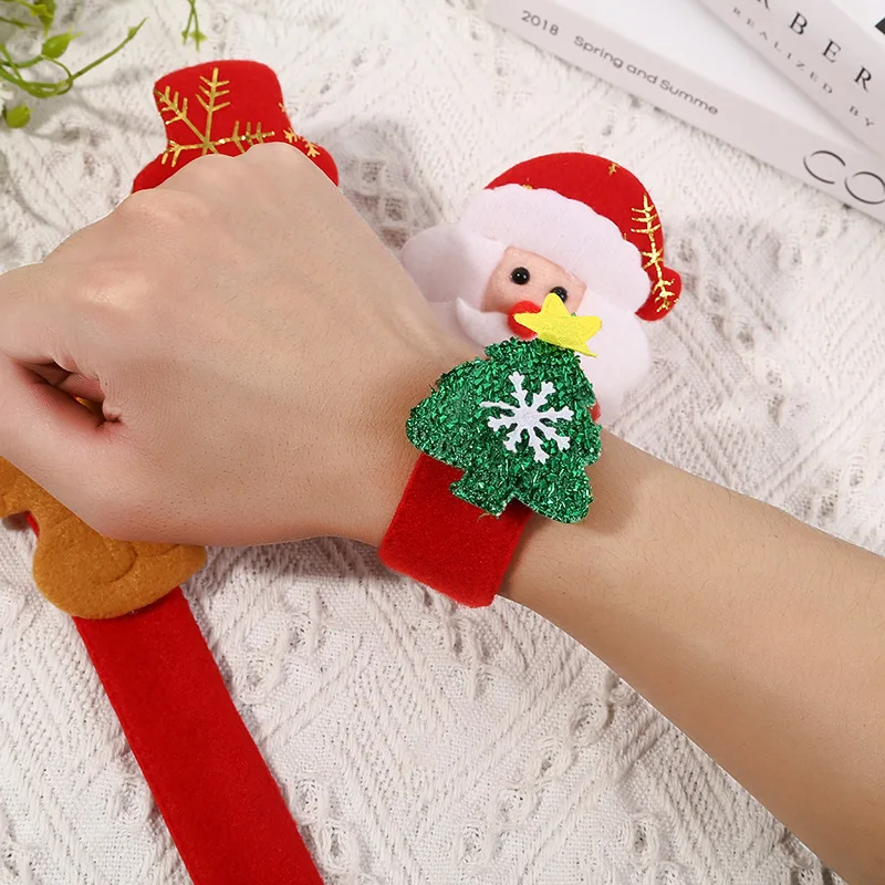 Hot Sale Lightweight Plush Santa Christmas Bracelet Wrist Ornament with Lighted Toy Gift