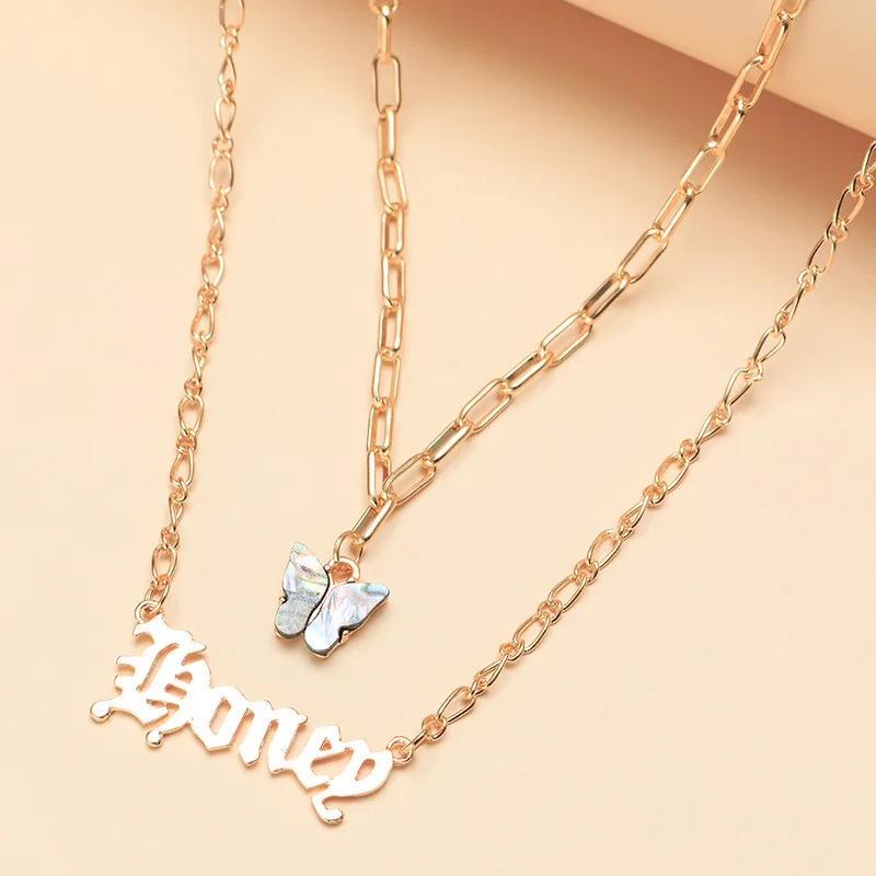 Download New Fashion Vintage Clavicle Chain Natural Abalone Shell Butterfly Necklace Honey Letter Double Layer Necklace Jewelry Women Buy Jewelry Butterfly Necklace Letter Necklace Product On Alibaba Com