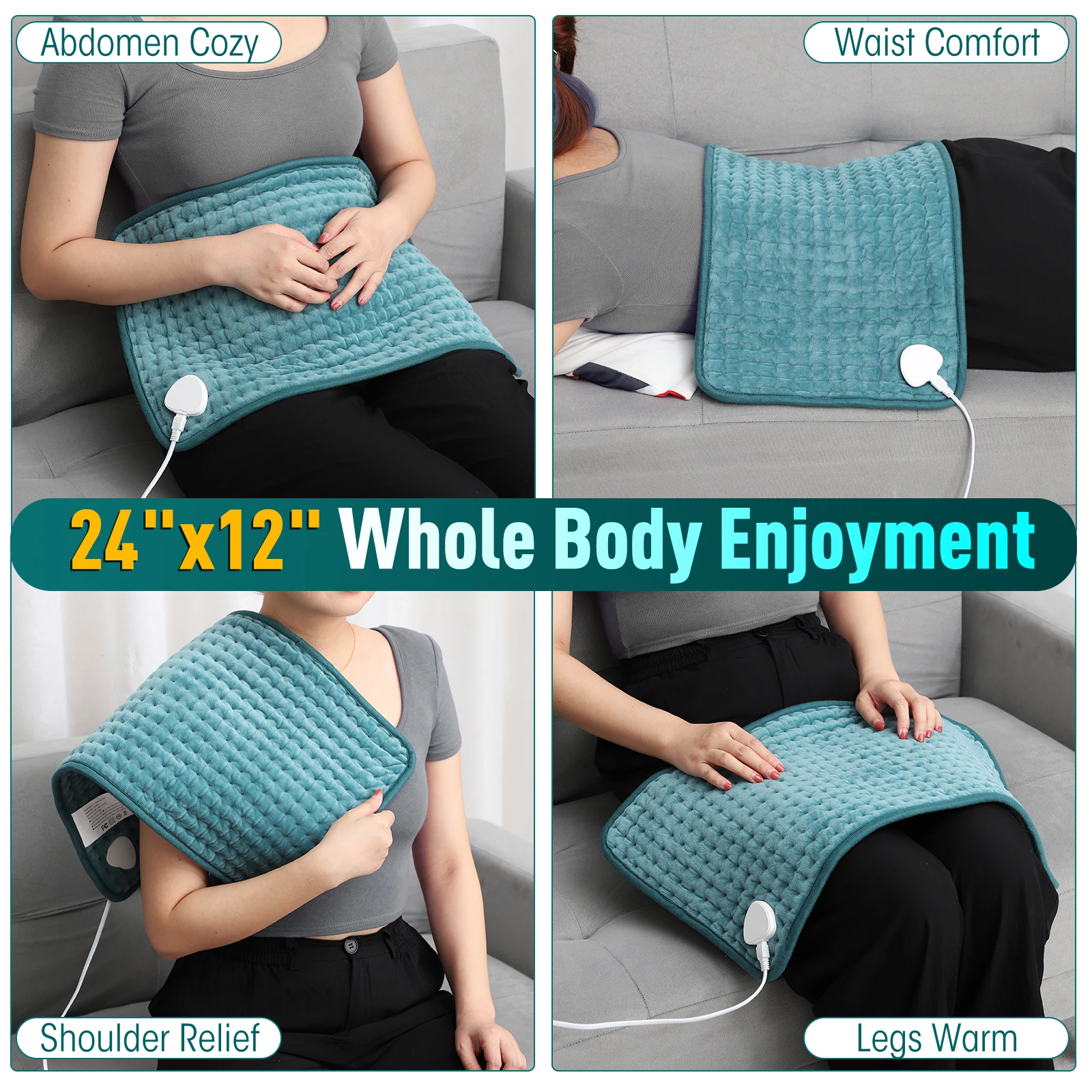 Auto Shut off 12 X 24 Heated Massage Belt for Body Relief Electric Pain Relief on Back Shoulder Neck Knee Leg Massager Features
