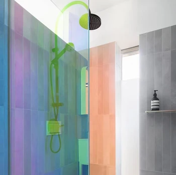 Single Bath Screen Glass Tempered Aluminium Material Origin Open Size Frameless Model colorful dichroic glass