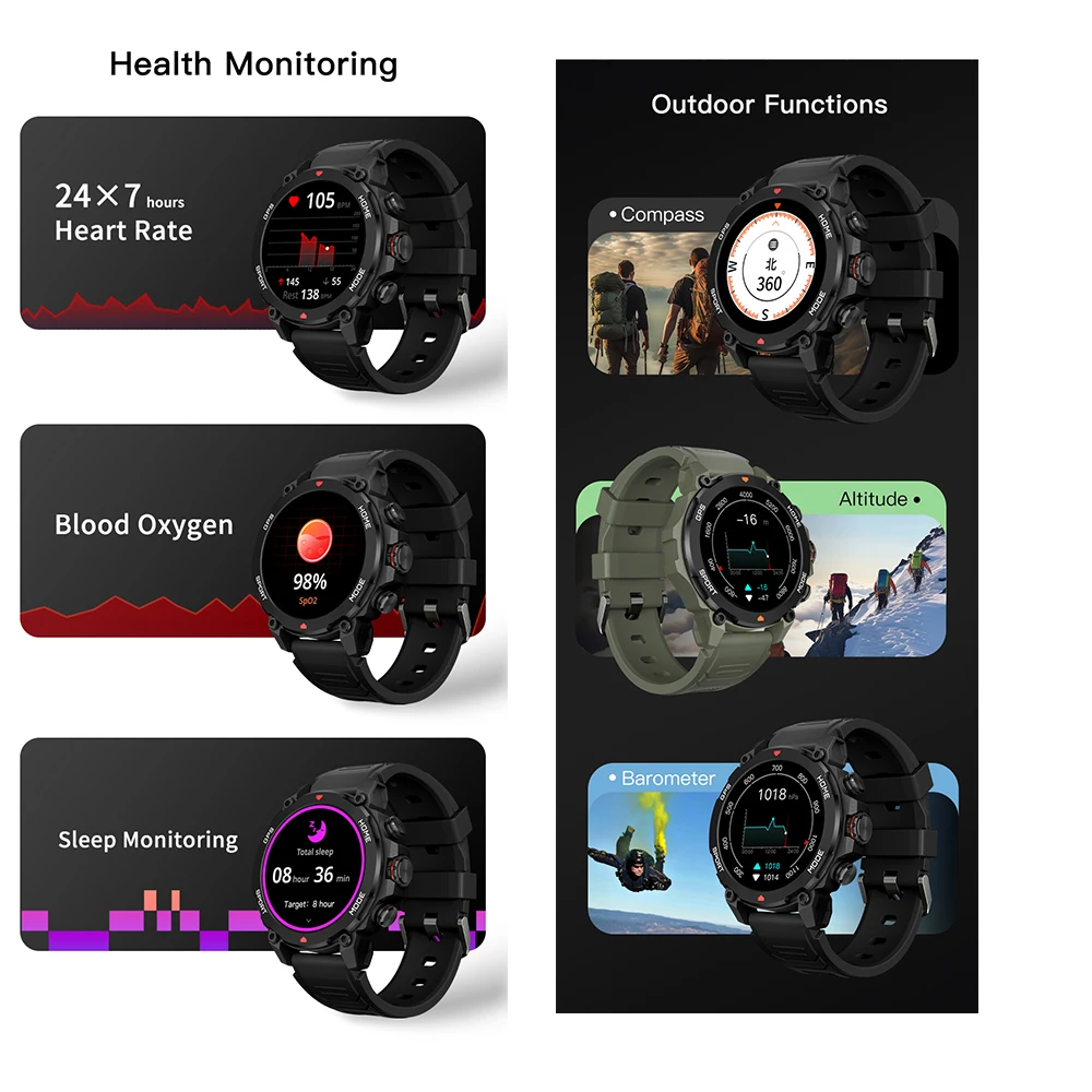 Outdoor GPS G6 1.43inch AMOLED Smartwatch 450mAh 5ATM Waterproof with Compass Altitude B aperçu 4