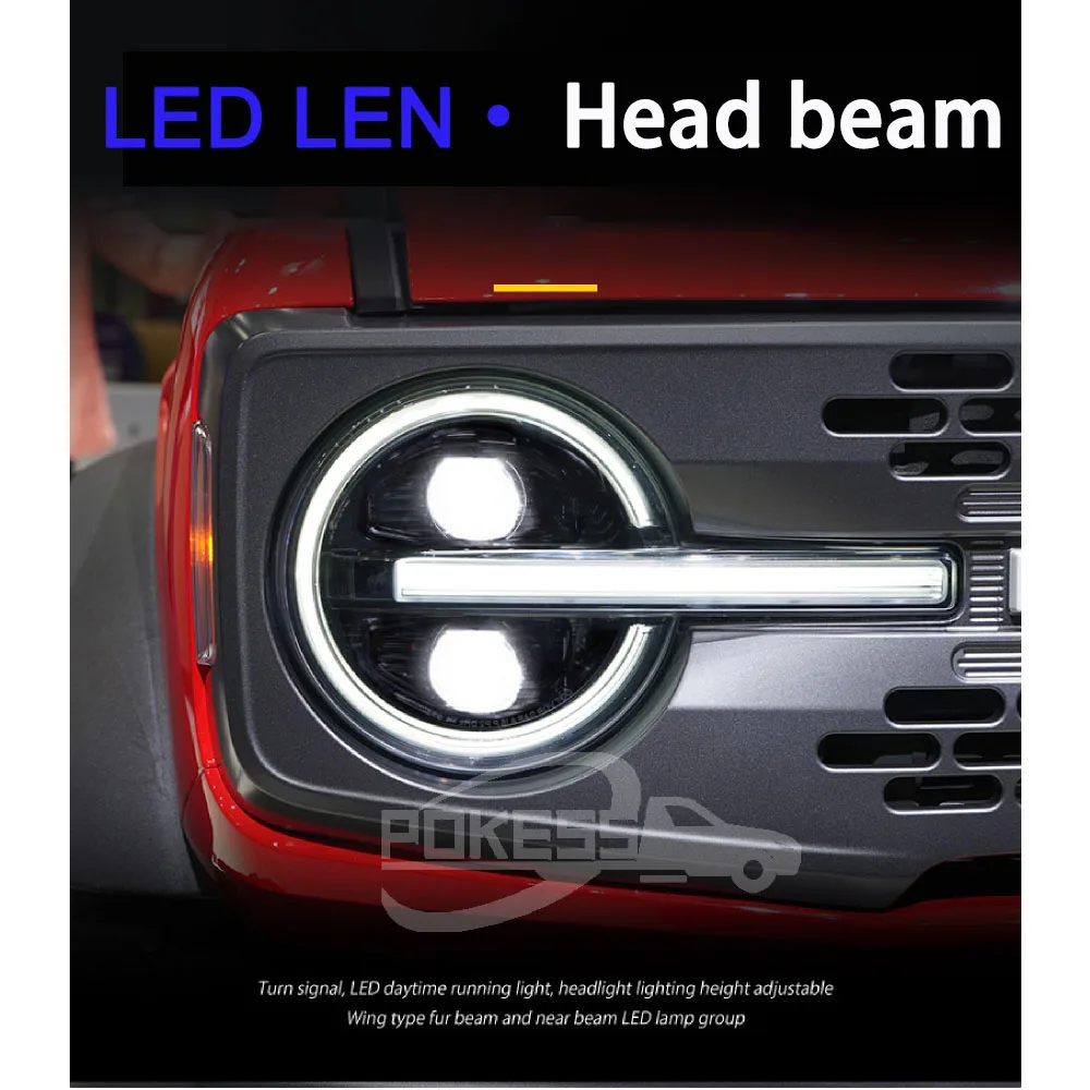 DRL Lights for Bronco 2022 Front LED Headlight Projects Lens Colorful... — 3