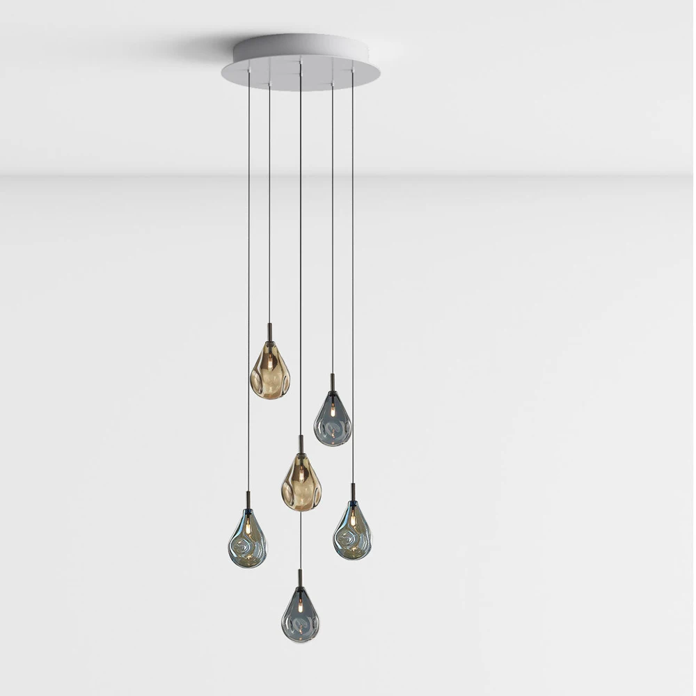 Modern Design Spiral Staircase Square Round Rectangle Chandelier Hanging Warm/white Pendant Lamp For Villa stairs Staircase