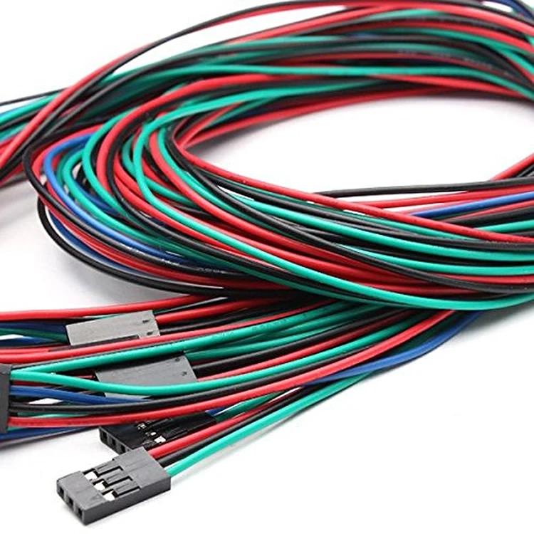 28AWG Arduino 3D Printer 2.54mm Pitch 4 Pin Dupont PI Breadboard Ribbon Jumper Cable Wiring Harness