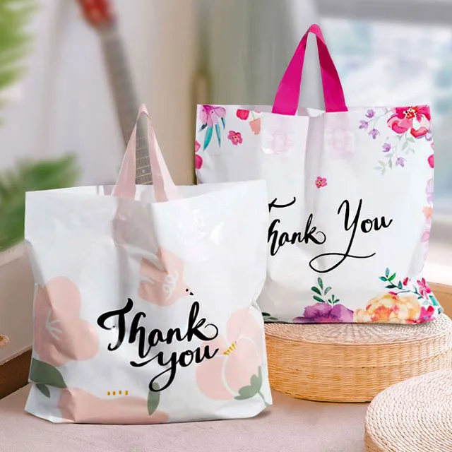 Oke Yiwu Factory Spot Wholesale Plastic Gift Bags HDPE Clothing Store Shopping Bags Thank you For Your Handbag