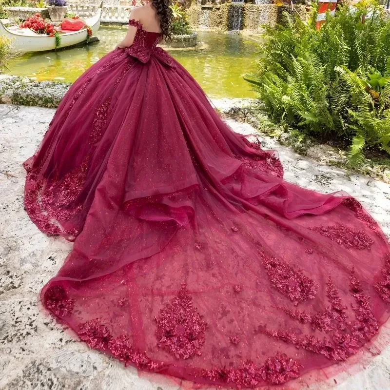 fitted lace wedding dress Red Princess Ball Gown Prom Dress main image 1