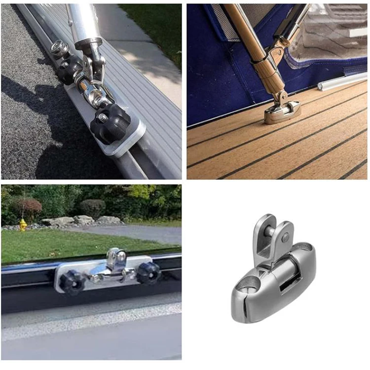 Boat Bimini Top Stainless Steel Swivel Deck Hinge With Rubber Pad For
