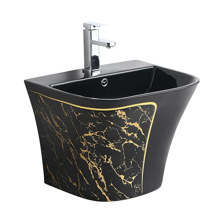 Modern Design Bathroom Wall Mounted Half Pedestal Wash Basin