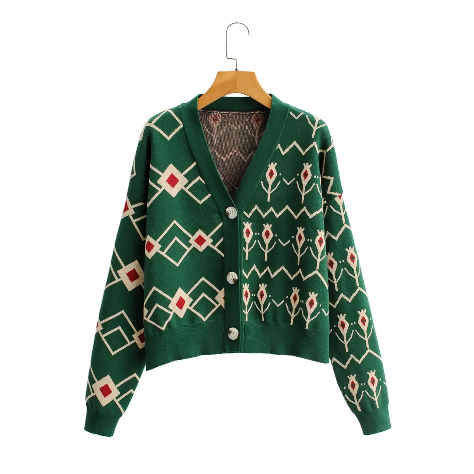 knitted floral cardigan