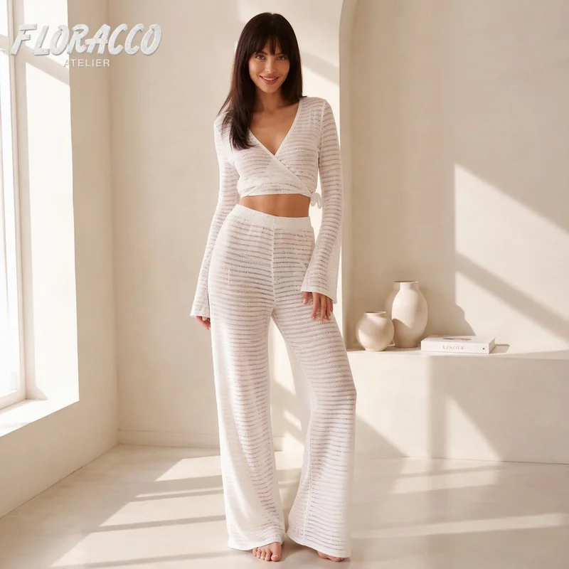 Autumn and Winter Jacquard Loose-fitting Comfortable Long Sleeve Pajamas, Two-piece Set for Cross-border Home Wear.