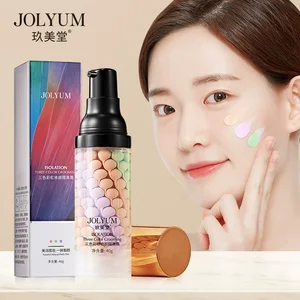 JOMTAM SADOER OEM Private Label Waterproof Foundation Tricolor rainbow Oil Control Whitening Foundation SPF50 Makeup Base Primer