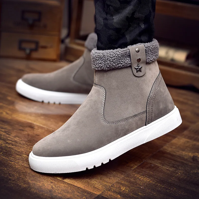 New England Style High Top Men Casual Shoes Lace up Round Toe Flat Shoes Men