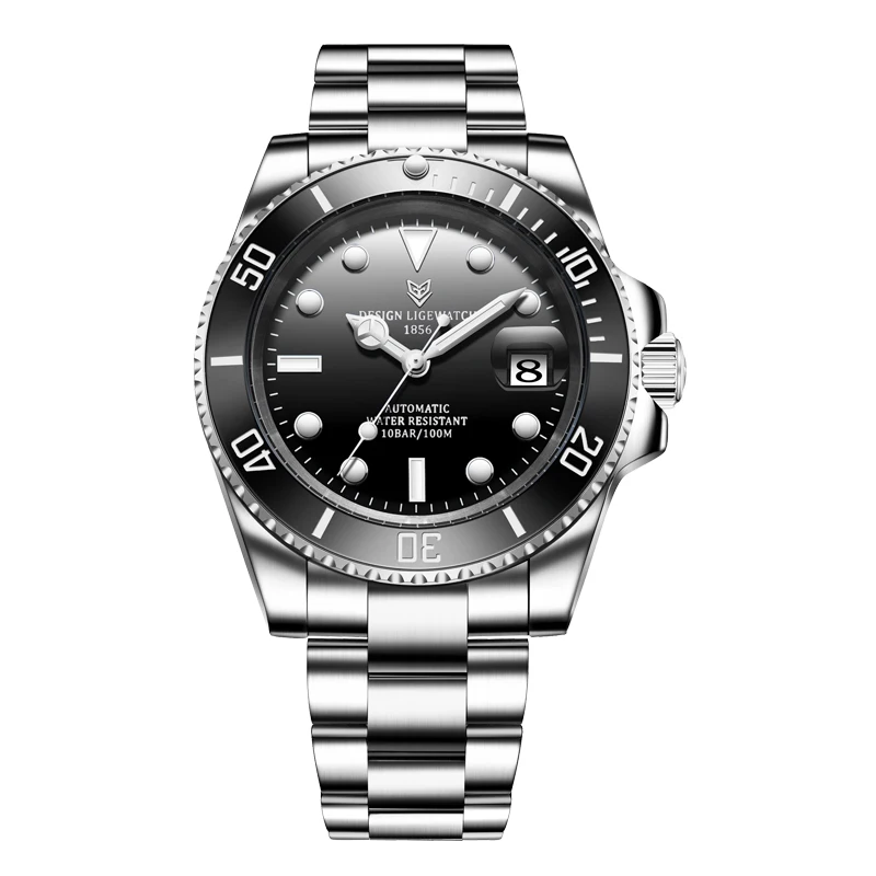 【新品/即日無料発送】LIGE 6801 機械式 自動巻き ダイバーズ Lige 6801 Men's Watch - Luxury Sapphire Waterproof Automatic