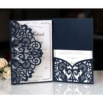 Wholesale paper custom laser cut luxury party greeting gifts decoration cards wedding invitations