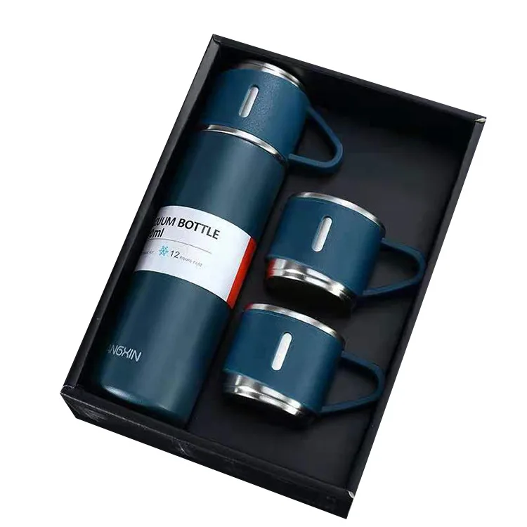 Q46 - Set of Bullet Vacuum Flask with 2 Stainless steel cups in Gift box -  Best corporate Gifts