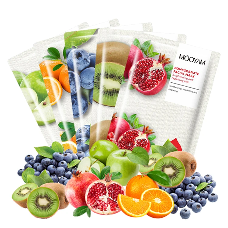 Customized Private Label Blueberry Repair Face Sheet Mask Korean Beauty Nourishing Collagen Crystal Fruit Facial Mask