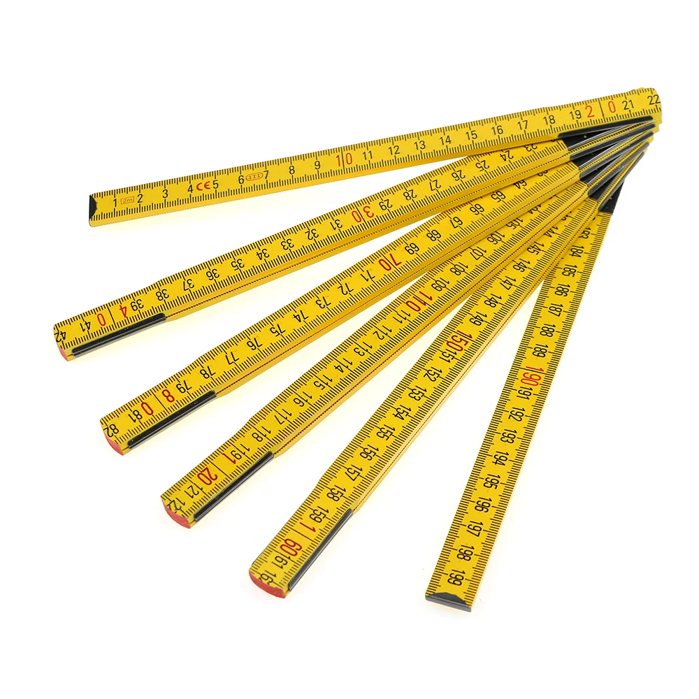 BECOL High Quality Woodworking Drawing Measuring Tools Multi-functional 2M Wooden Folding Ruler with Custom Logo