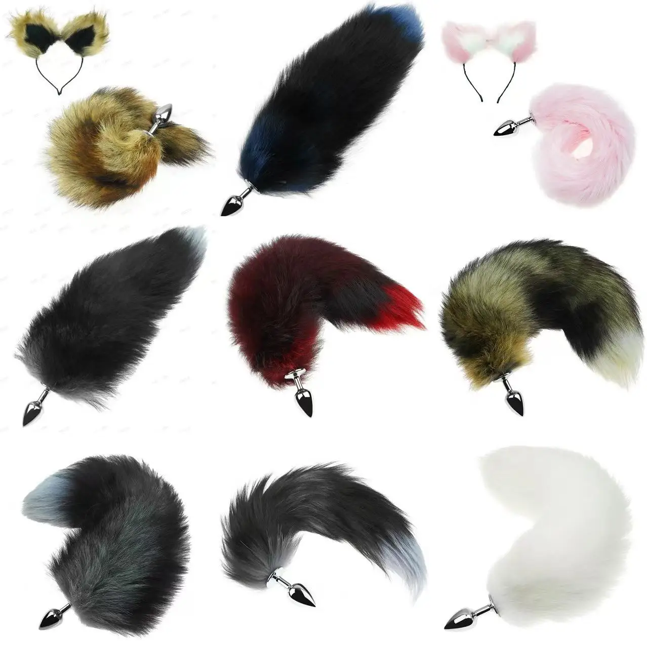 Dongkai Fox Tail Metal Anal Plug Fluffy Anal Fox Tail Butt Plug Sex Toy  Metal Erotic Insert Masturbation Multicolor for Couple
