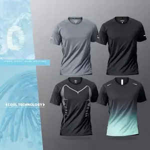 Cool Feeling Quick Dry Polyester Men's Sports Summer Set Breathable Men's Short Sleeve T-shirt & Shorts Set for Outdoor Fitness