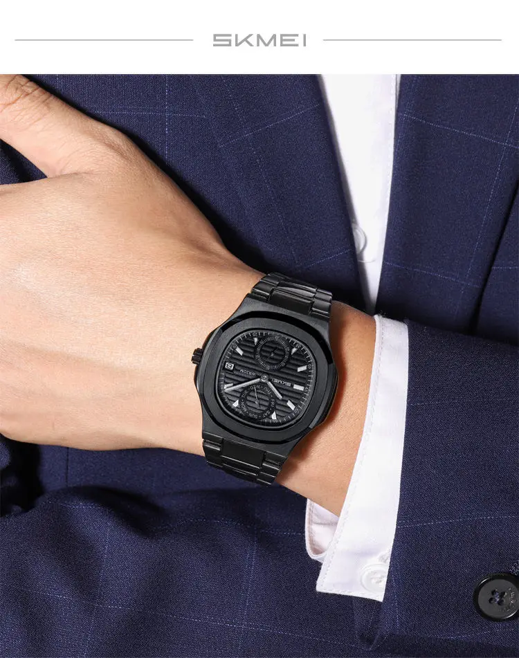 Skmei 2423 Quartz Movement Waterproof Wristwatches Men's Watch Luxury Stainless Steel Bracelet Man Watch Relogio Masculino Clock