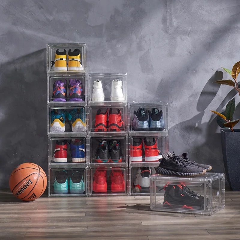 Transparent Drop Box Shoe Storage Drop Front Stackable Shoe